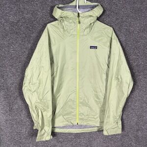 Patagonia H2NO Jacket Womens Large Green Hooded Lightweight Rain Shell Coat READ